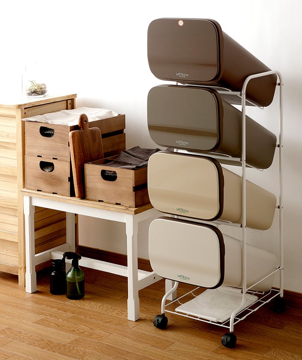 4段 ゴミ箱 キャスター付き 19リットル 楽天市場】ゴミ箱 4段 Nラテスタイル スタンドダストボックス