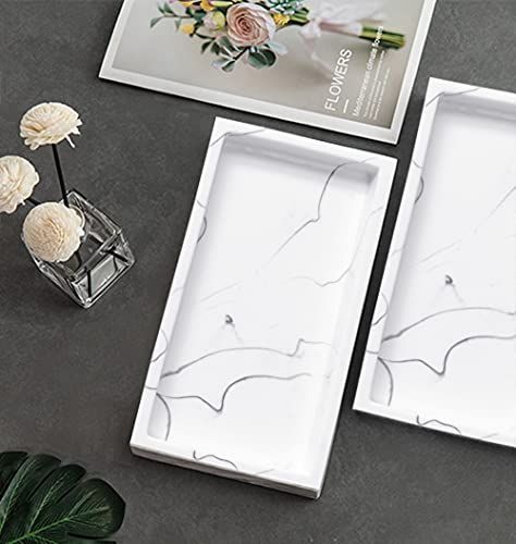 2個 大理石調トレイ アクセサリートレー 樹脂製 玄関小物入れ 洗面台