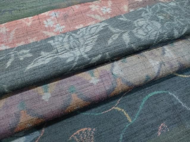 平和屋着物●小千谷紬　百柄　横段花文　正絹　逸品　DAAU0599tw 平和屋着物○小千谷紬 百柄 横段花文 正絹 逸品 DAAU0599tw - メルカリ