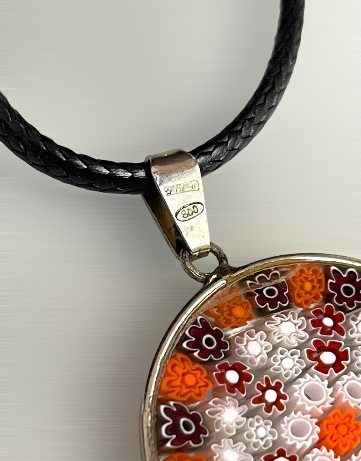 Silver800 ムラーノガラスのヴィンテージネックレス vintage 70'sイタリア製 ムラーノグラスペンダント ネックレス