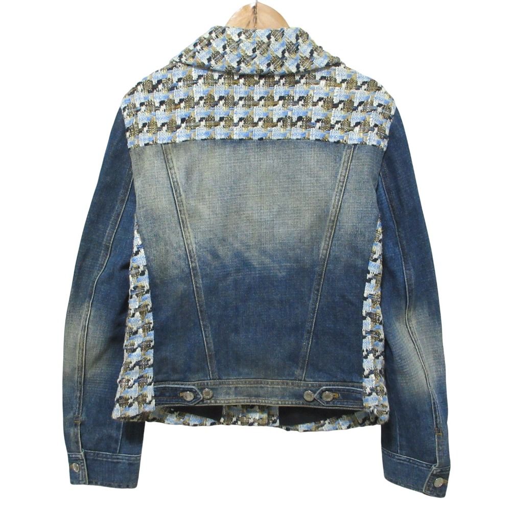 DOLCE-GABBANA ドルチェ-ガッバーナ ツイード デニム コンビ ジャケット 44 ブルー レディース 古着