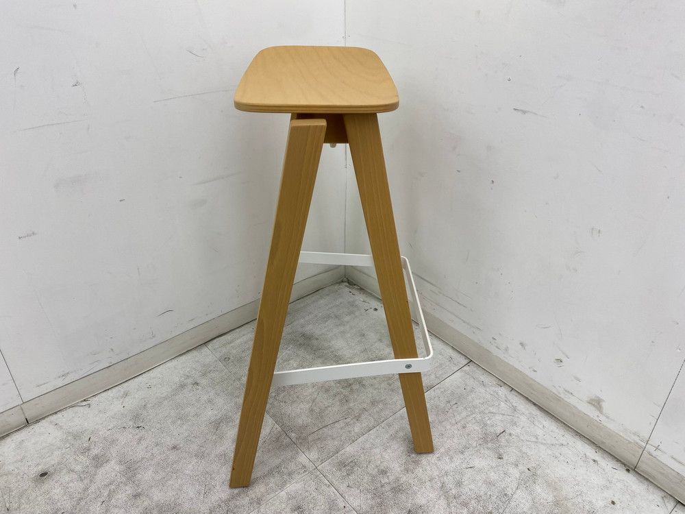 ほぞ組】木製スツール 高さ75cm 丸椅子 stool 猫犬（椅子の