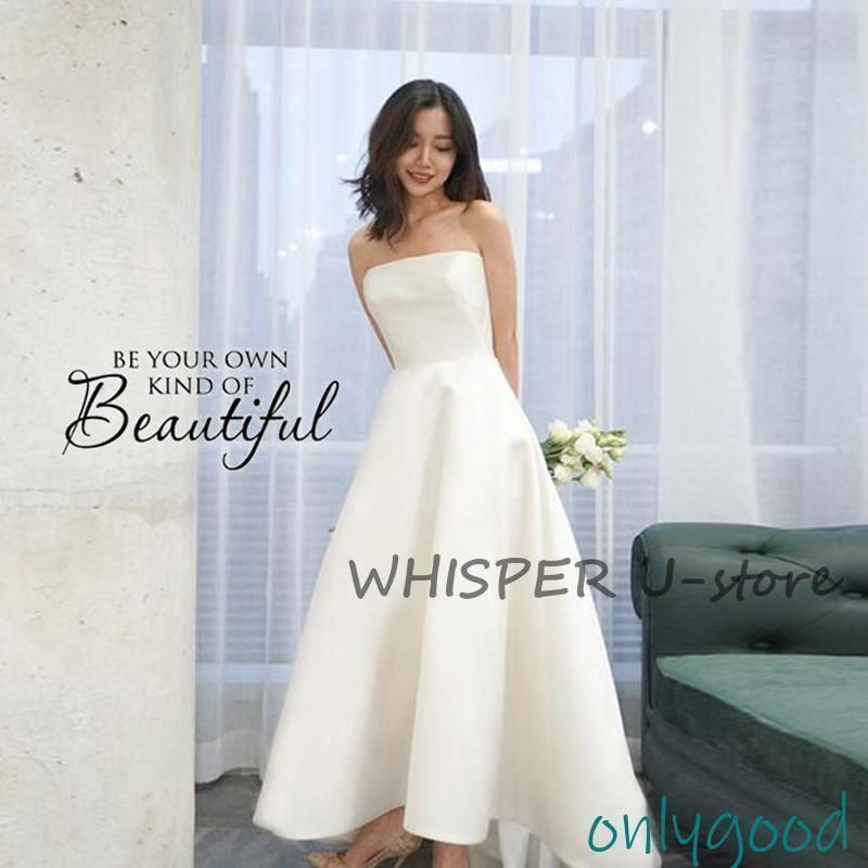 ウェディグドレス ミニドレス ミモレ丈 二次会 ドレス 花嫁 wedding dress パーティドレス 結婚式 ミニ 白ワンピース カジュアル 挙式 演
