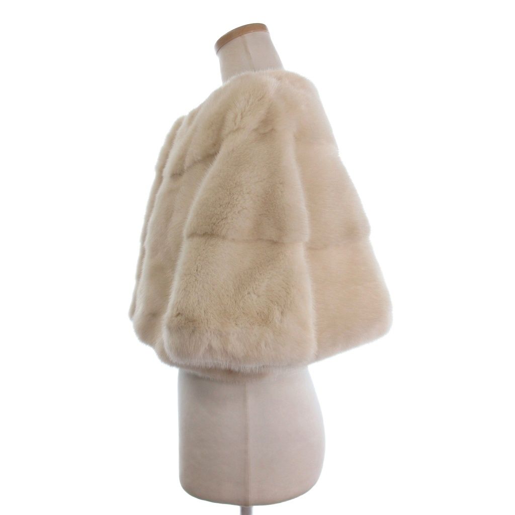 ケービーファー KB FUR ミンク ポンチョ ケープ フロントフックボタン ベージュ 9-11