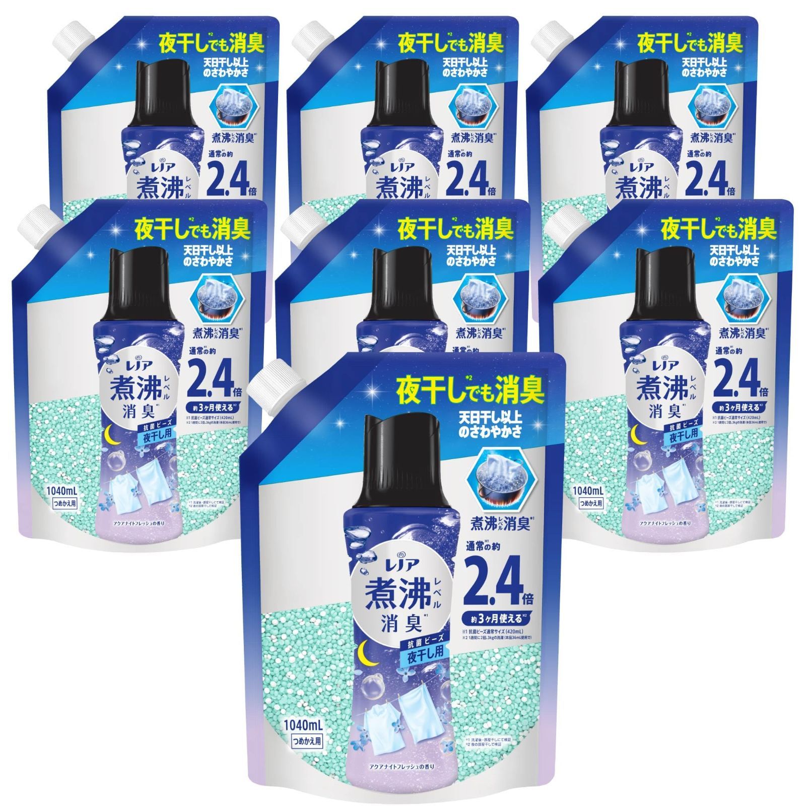 Size 詰め替え 1040mL×7袋_PatternName 抗菌ビーズ 夜干し用 アクアナイトフレッシュ レノア 超消臭 煮沸レベル消臭 抗菌ビーズ 夜干し用 アクアナイトフレッシュ 詰め替え 1 040mL×7袋 大容量 ケース品