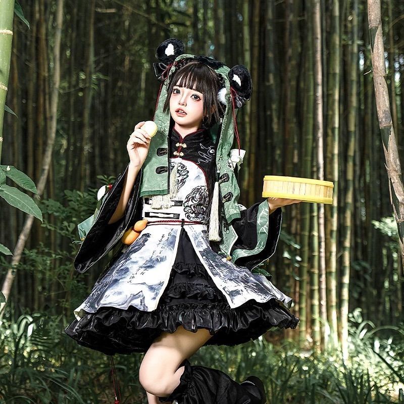 幻想和風ロリータ 3点セット 墨絵アートデザイン 神秘的な魅力 WWW_TRAVELLANDINDIA_COM