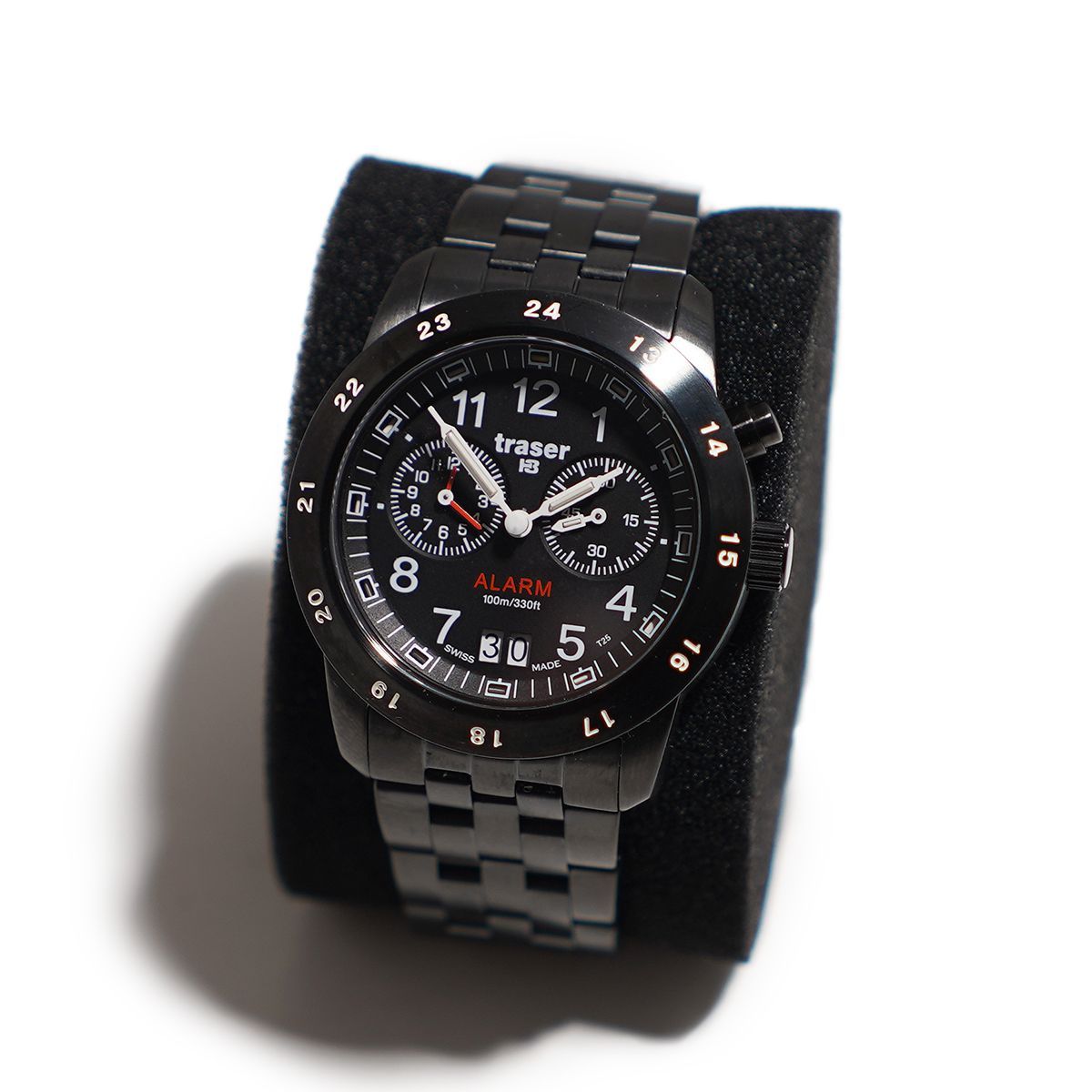 トレーサー Traser BIG DATE ALARM WATCH WITH BLACK PVD CASE ビッグ
