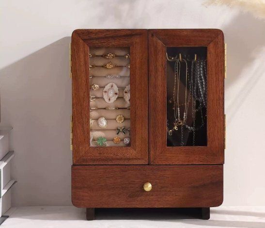 木製 ケース収納ケース 精緻ピアスピアスブレスレットネックレス 多層ジュエリーケース