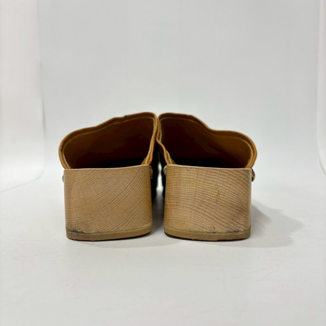 M10 き HERMES エルメス サボサンダル ミュール ウッド シューズ ベージュ×ブラウン レディース 靴 KIN-KAAI_COM