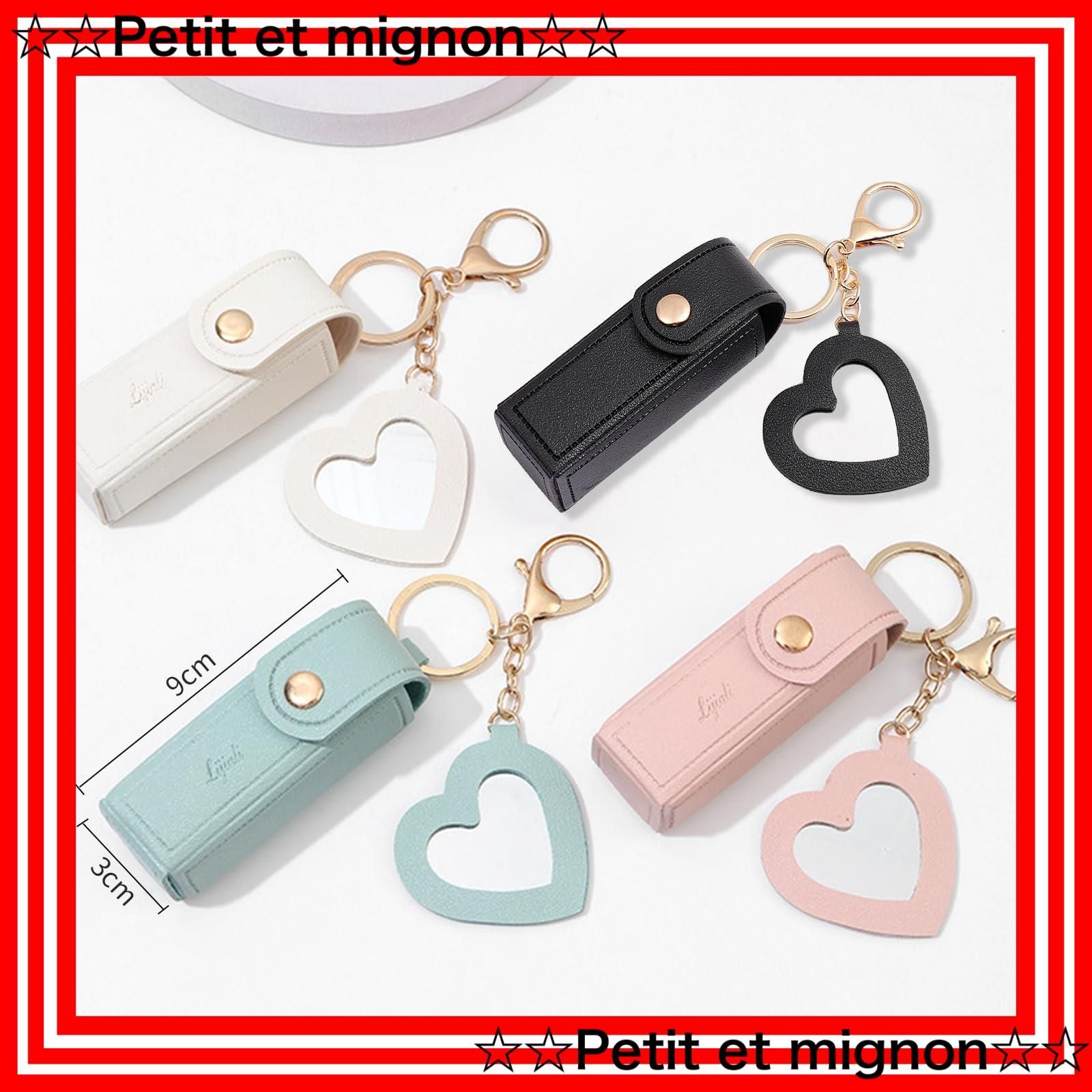 あっこさん・ リップケース＆♡︎ミラーキーホルダー7点 即日発送】お洒落 かわいい ミラー付き 口紅ケース PUレザー