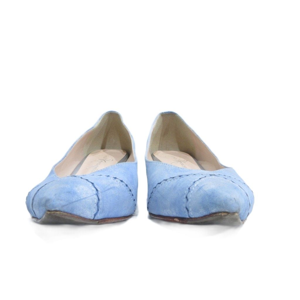 ノエル様　銀座かねまつ　青パンプス 銀座かねまつ GINZA Kanematsu パンプス ヒール ラメ レザー 青