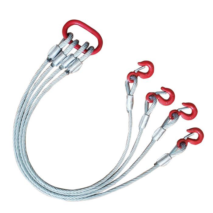 ワイヤーロープ ワイヤースリング 4本吊具 1.5m 4t フックリング付き