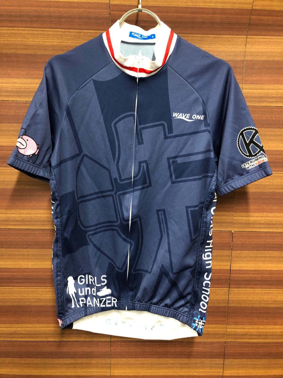 IS993 ウェイブワン WAVE ONE 半袖 サイクルジャージ 紺 L ガールズ