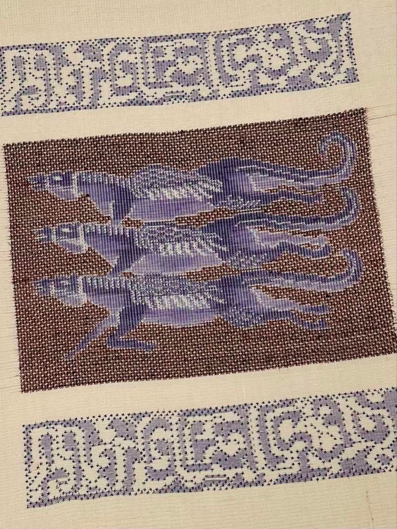 本場大島紬 九寸名古屋帯 動物 正絹 旗印 Q1119