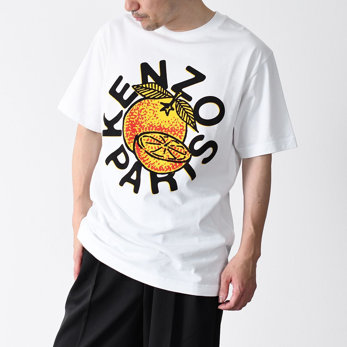 【KENZO】メンズ ラベルプリントTシャツ オレンジ KENZO ケンゾー ORANGE Classic T-Shirts Tシャツ 半袖 クルー