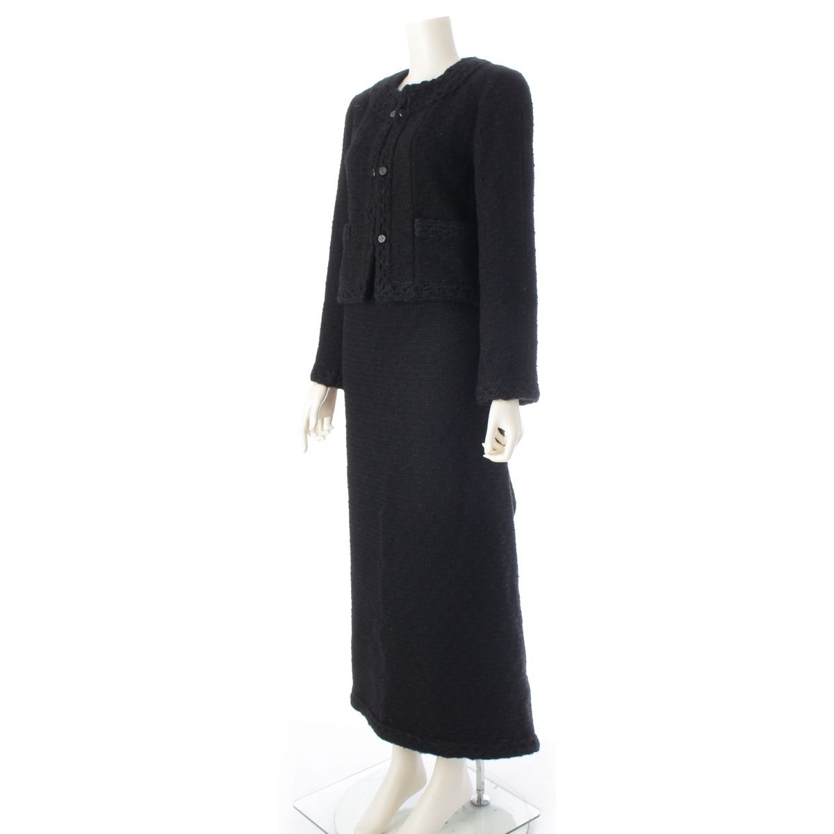 シャネル 98A ウール シルク ツイード セットアップ スカートセットアップ P12207 ブラック 34