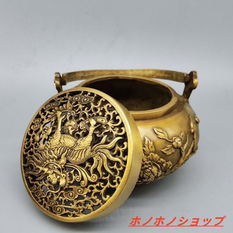 銅器 麒麟暖手炉 花鳥香薫炉 香道具 装飾品 工芸品 置物 銅器
