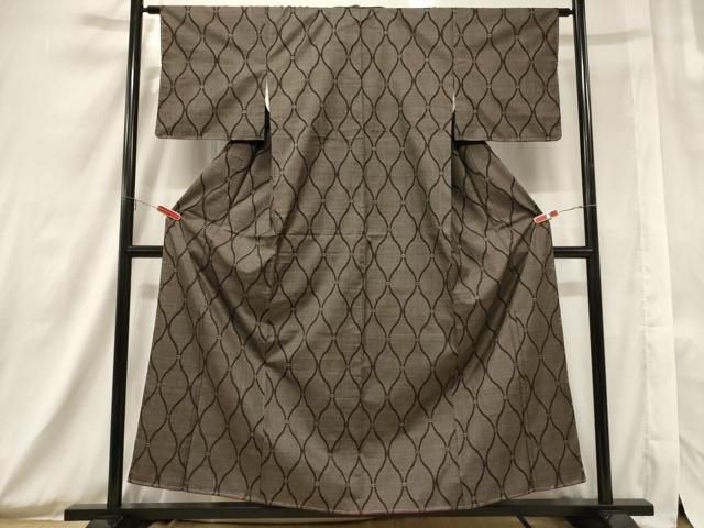 平和屋着物▽本塩沢 単衣 100亀甲 立涌文 正絹 逸品 CAAV0909ou