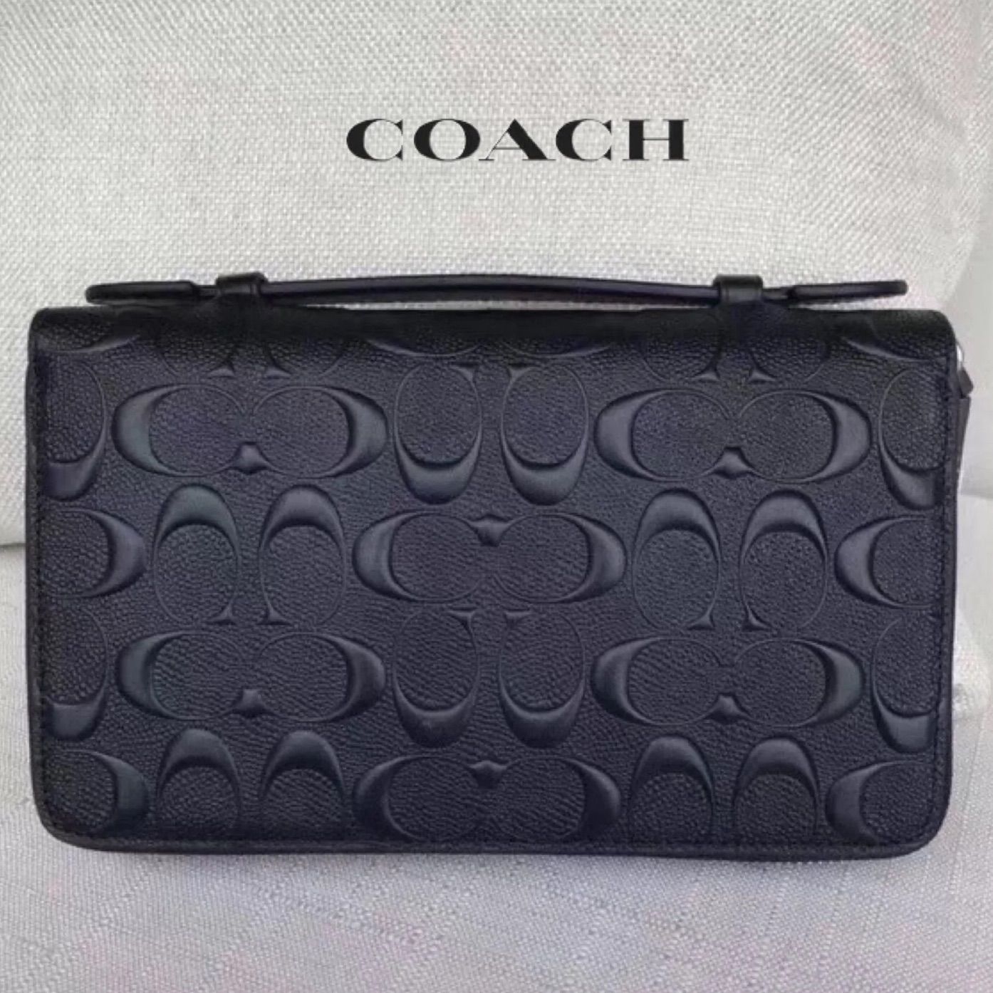 COACH コーチ財布 F93425 ブラック ダブルジップ オーガナイザー セカンドバッグ メンズ長財布 小銭入れあり アウトレット品 - メルカリ