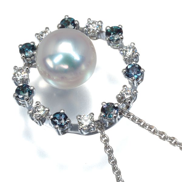 ミキモト ネックレス パール 真珠 8.5mm アレキサンドライト ダイヤ  