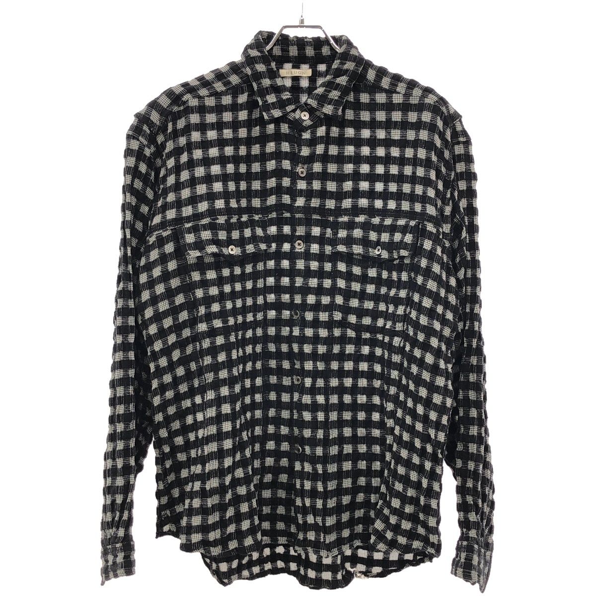 HEUGN ユーゲン 22AW Bobby Check ウールボビーチェックシャツ SHIRT 056 ブラック 2