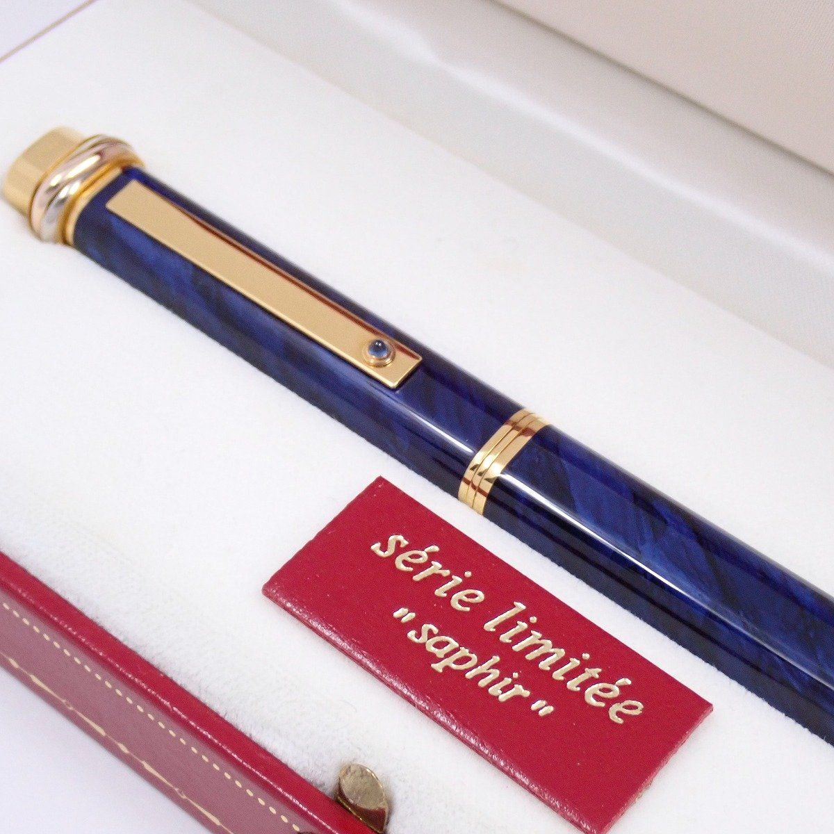 カルティエ　ブルーサファイアボールペン Cartier カルティエ サフィール トリニティ ボールペン マーブル