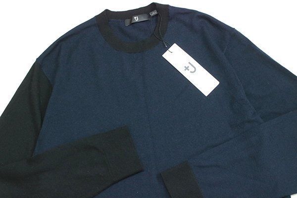 ☆超美 +J (UNIQLO) ◇ カシミヤ100% カラーブロック ニット ネイビー