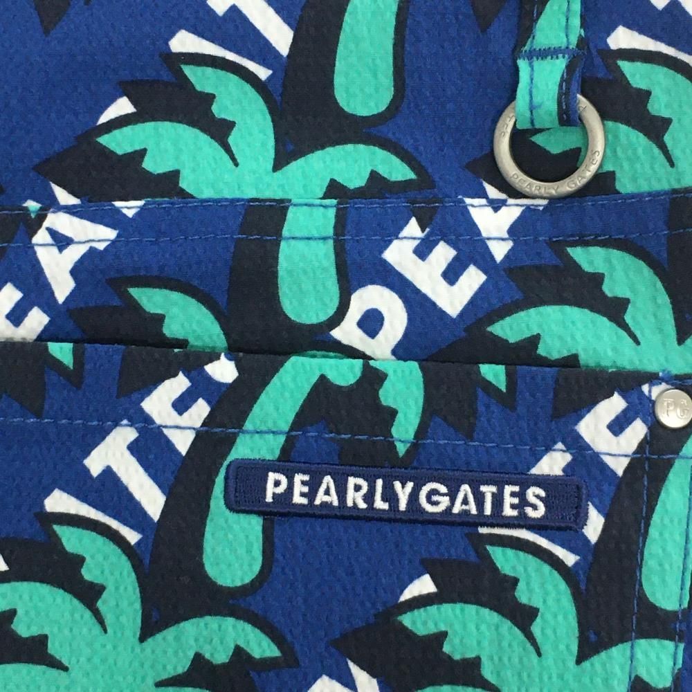 経済的 パーリーゲイツ ハーフパンツ ブルー×グリーン ヤシの木柄 サッカー生地 プラスクール メンズ 4 M ゴルフウェア PEARLY GATES