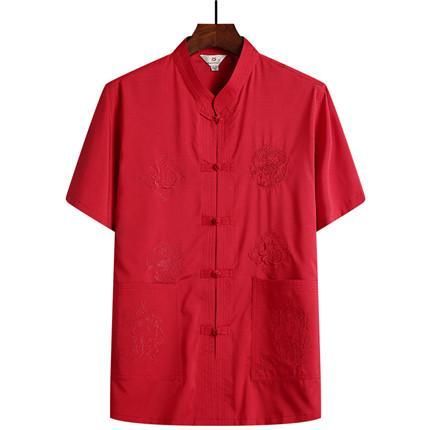 種類79：4XL/T：Cスタイルライトイエロー 秋冬 コーデ メンズ  服 シンプル ファッション オシャレ 大人 かっこいい 大きいサイズ ストリート 紳士服  赤 唐服 シャツ 半袖 