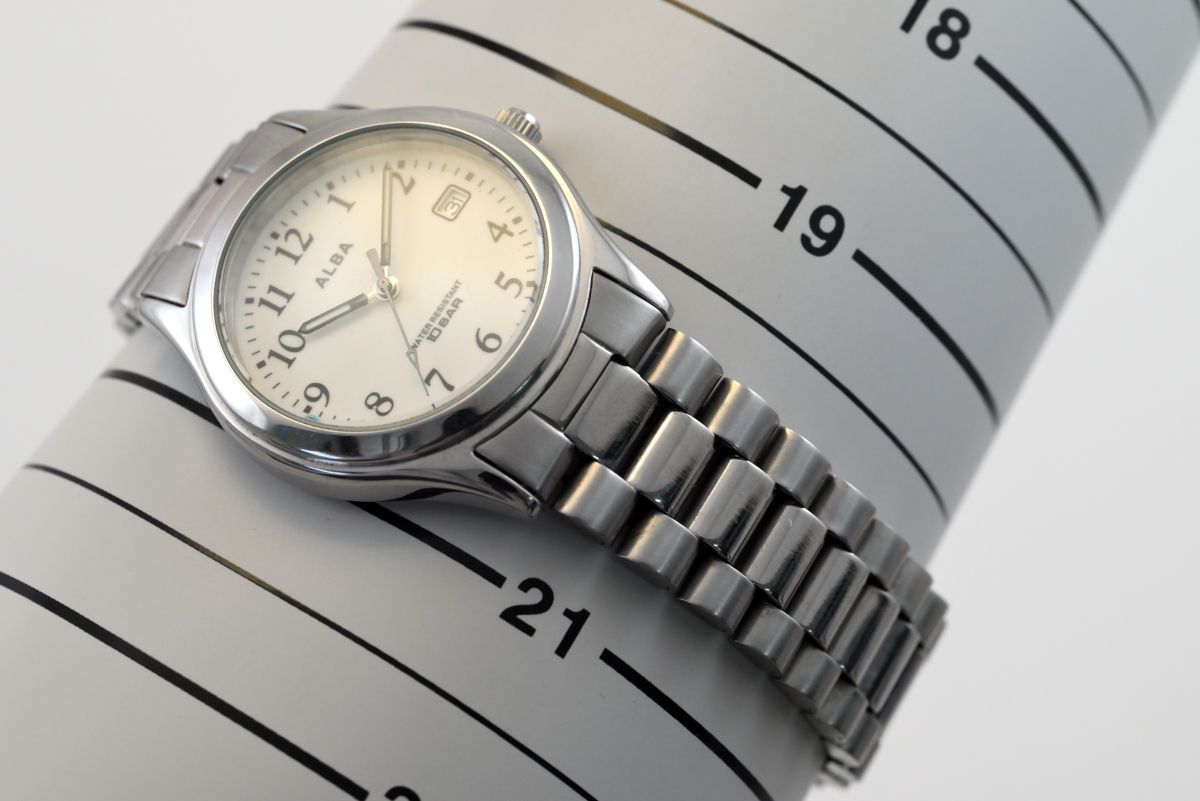 SEIKO セイコー ALBA 3針 アナログ クォーツ デイト 腕時計 夜光文字盤