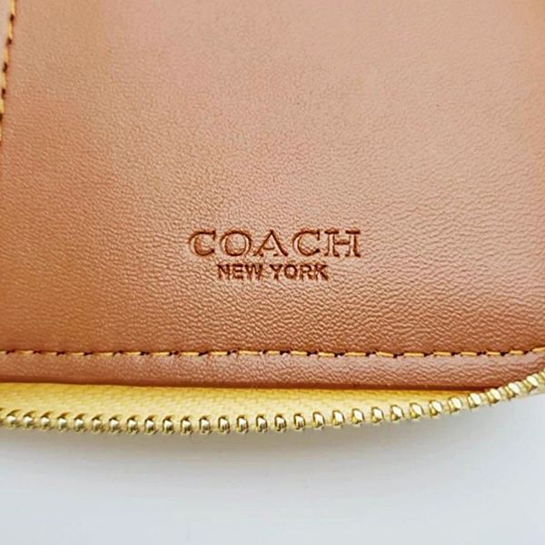 COACH コーチ ジャガードペブルレザー 二つ折り財布 イエロー C8323