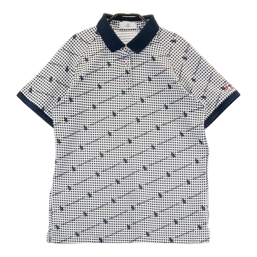 サイズ L MUNSING WEAR マンシングウェア 2025年モデル 半袖ポロシャツ 総柄 ネイビー系 240101421444 ゴルフウェア レディース ストスト