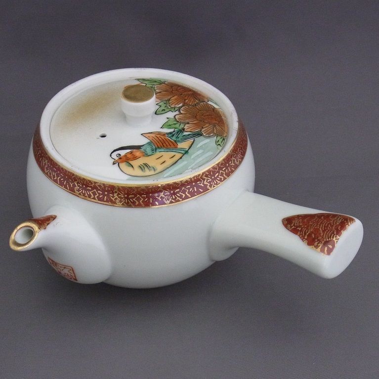 高峰作 九谷焼 蓋付茶器揃 おしどり