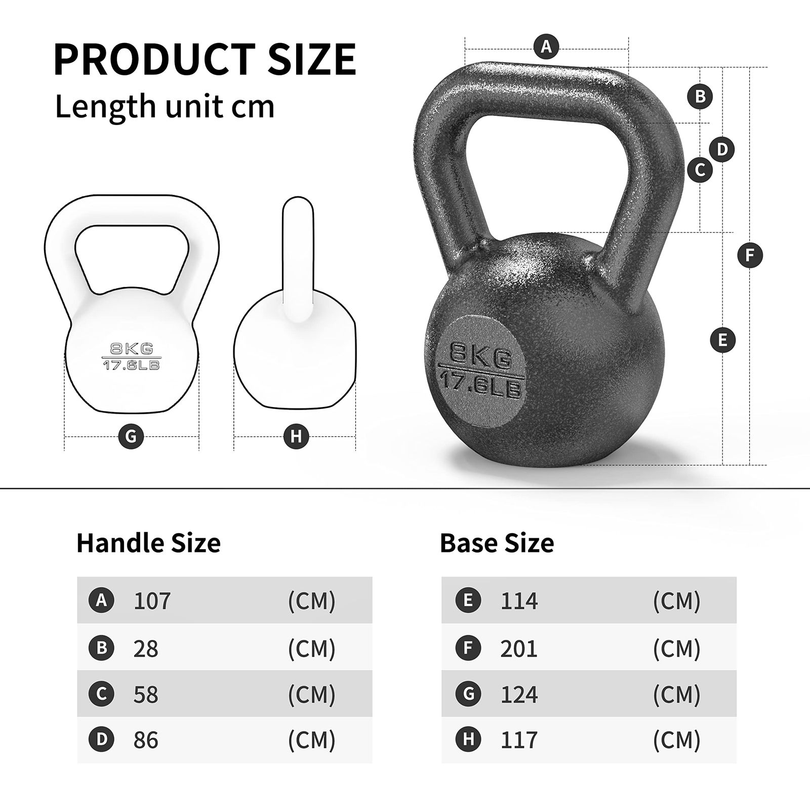 PROIRON proiron ケトルベル 16kg ブラック ケトルベル 一体型鋳鉄製