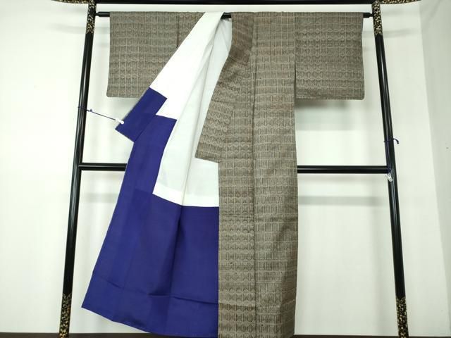 平和屋着物○本場大島紬 アンサンブル 割り込み絣 変わり格子 正絹  