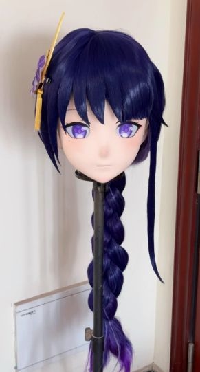 全頭マスク カツラ付き ロック付き NO.369 フリーサイズ ドール ヘッドロリータ人形 コスプレ 変身 仮装 着ぐるみ kigurumi 二次元