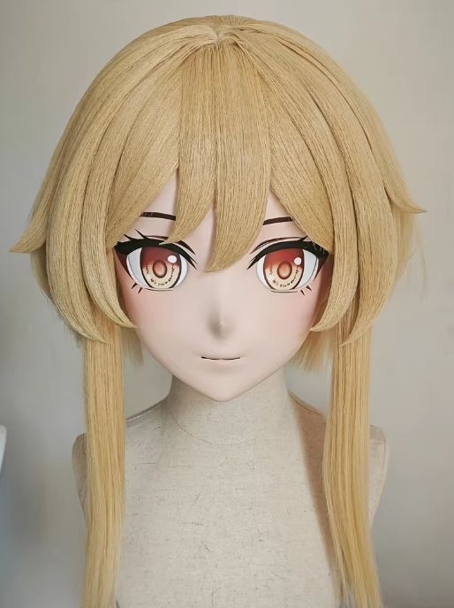 全頭マスク カツラ付き ロック付き NO.396 ドール ヘッドロリータ人形 コスプレ 変身 仮装 着ぐるみ kigurumi 二次元