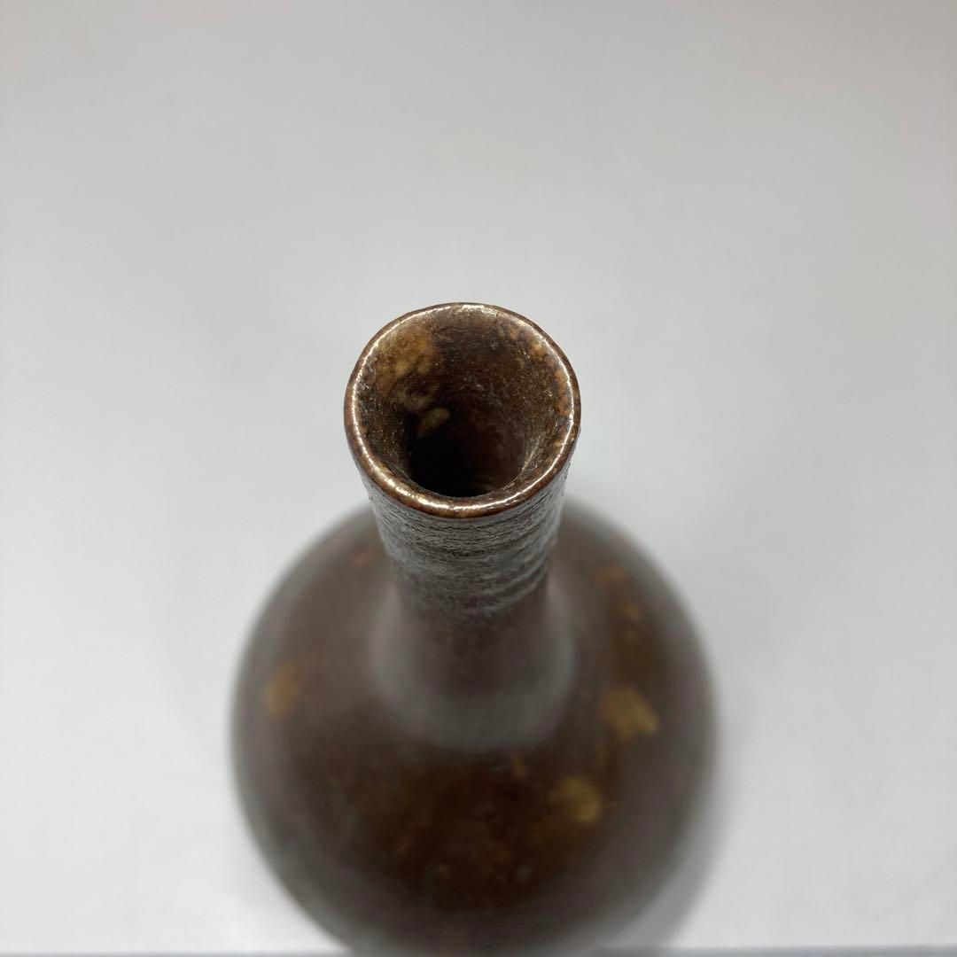 古備前 江戸初期 鶴首型花入 木箱付 高さ22.7 東Y5-