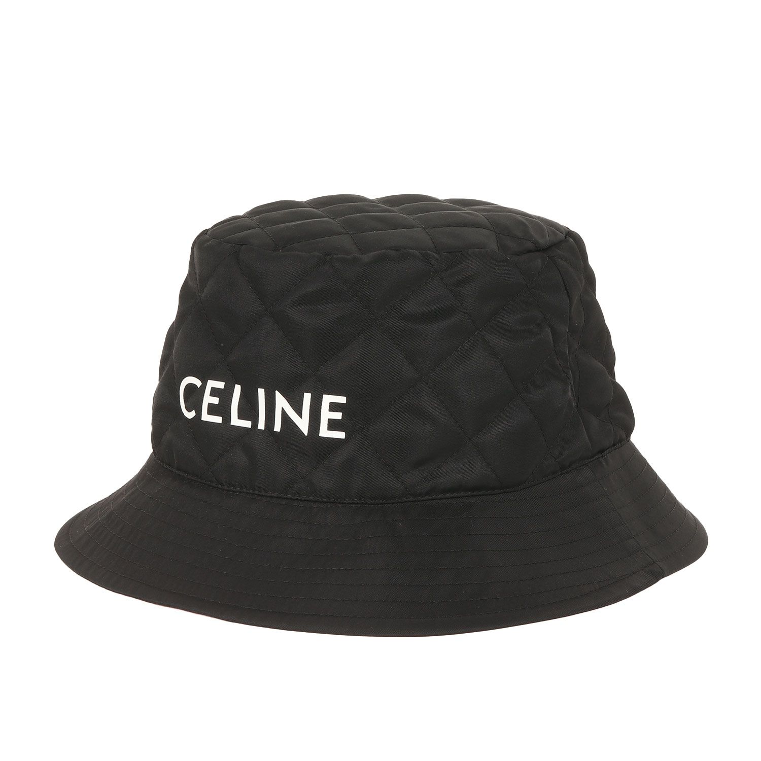 CELINE セリーヌ ハット サイズ L | ロゴ キルティング パテッド ナイロン バケット ハット 2AUB0930C | ブラック 黒 | フランス製 | ブランド 帽子 メンズ
