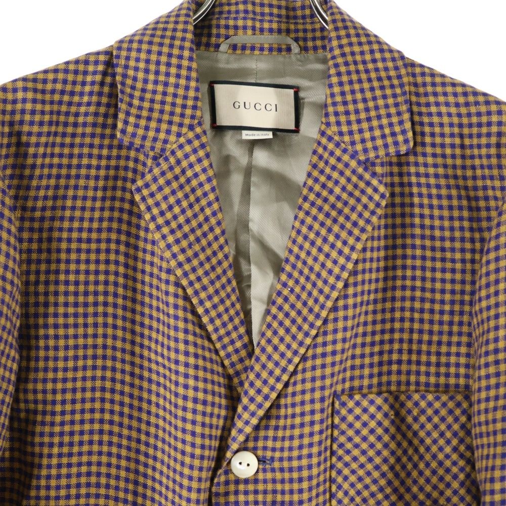 GUCCI 　グッチ　秋冬グレーンチェックジャケット★ GUCCI (グッチ) 21AW 659844 GGロゴリボン ミニチェック