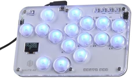 Haute42 アケコン レバーレス コントローラー レバーレスアケコンS16-C 格ゲー向け For PC Switch PS4 PS3 無遅延 LED RGB ボタン交換 天板カスタマイズ用テンプレート 日本語説明書付き
