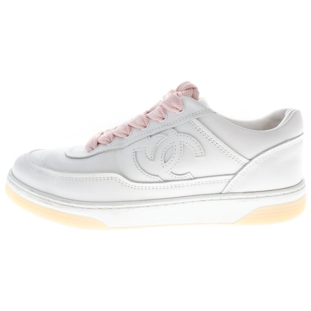 CHANEL (シャネル) ココマーク ローカットレザースニーカー ホワイト