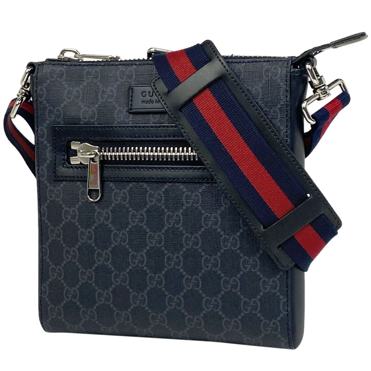 在庫一掃 グッチ GUCCI スモール メッセンジャーバッグ GG柄 シェリーライン ウェブ ショルダーバッグ GGスプリーム ブラック 523599 メンズ