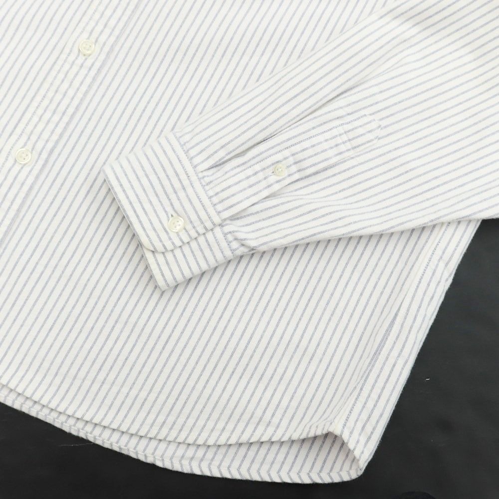 【中古】シュプリーム Supreme 2019年秋冬 Flannel Oxford Shirt コットン フランネル ボタンダウンシャツ  ホワイトxネイビー【サイズL】【メンズ】