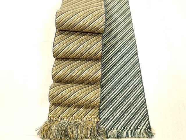 平和屋着物●男性 両面 角帯 斜線文 正絹 DAAX0389cm