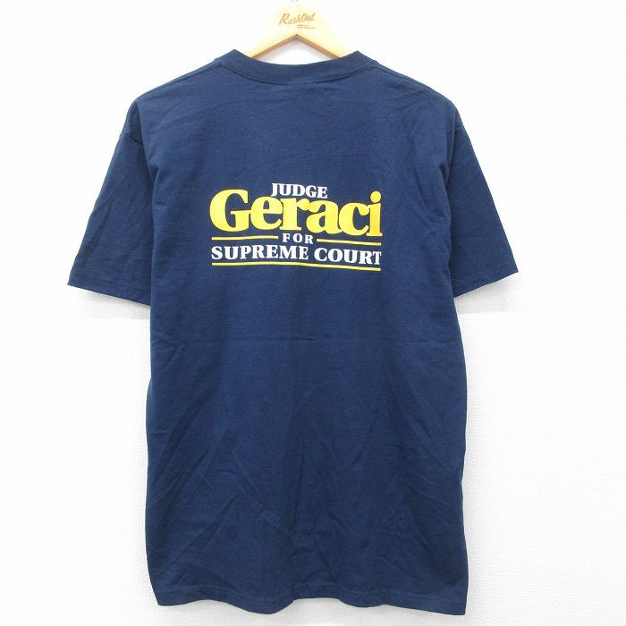L/古着 フルーツオブザルーム 半袖 ビンテージ Tシャツ メンズ 00s Geraci クルーネック 紺 ネイビー 25may28 