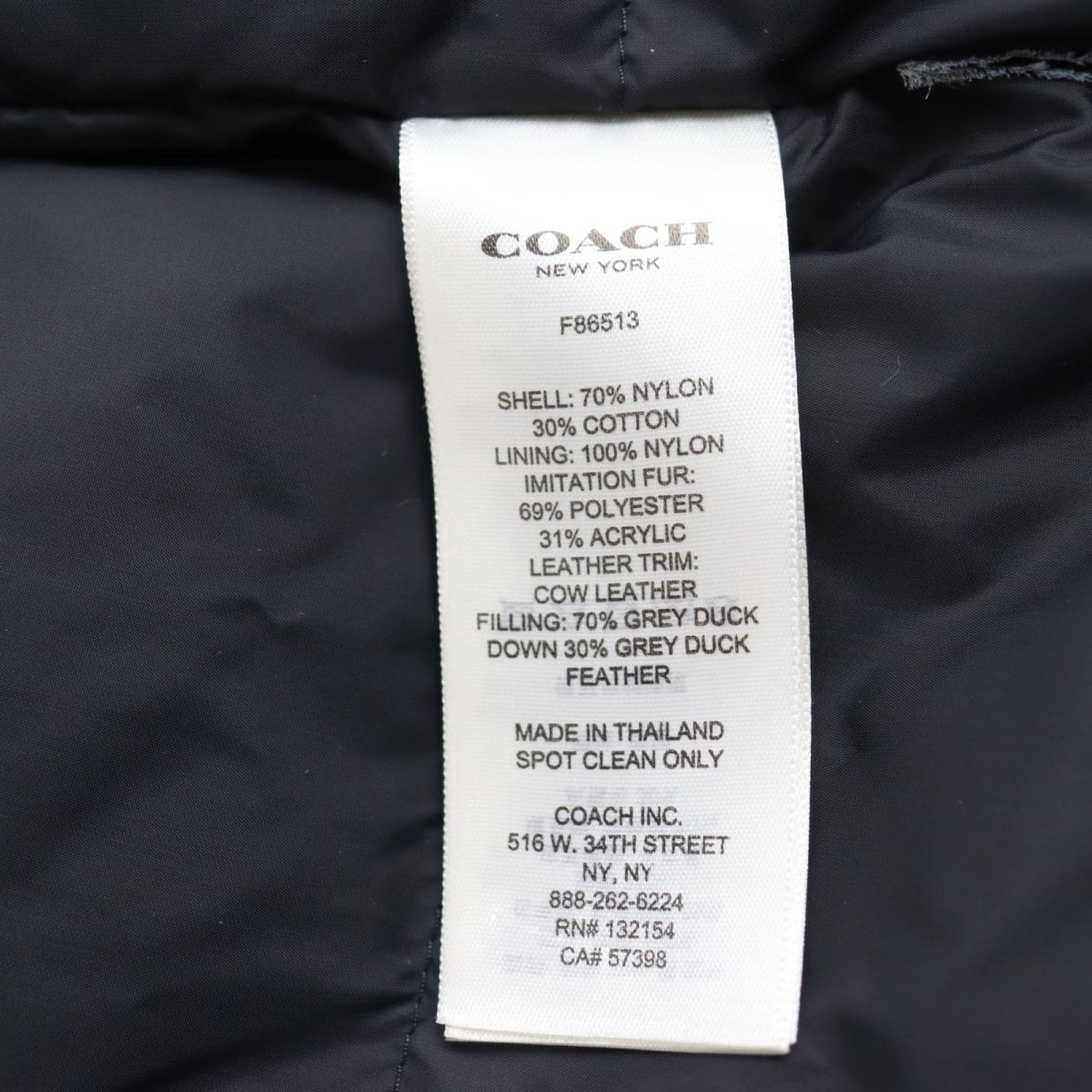 極美品○COACH コーチ F86513 Down Parka Hooded Jacket ボア/フード