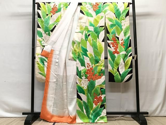 平和屋着物□豪華振袖 駒刺繍 草花文 金彩 正絹 逸品 CAAU3676xi  