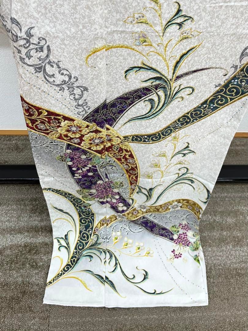 訪問着 未仕立て品 仮絵羽 銀通し 正絹 八掛付き 大衆演劇 舞台衣装