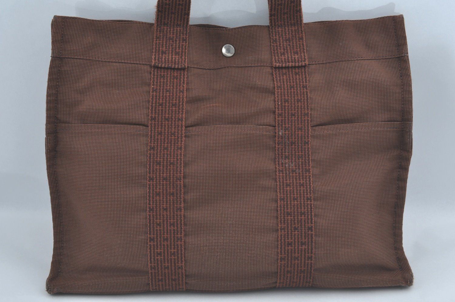 HERMES エルメス ヴィンテージ エールライン MM ヴィンテージ ハンドトートバッグ ナイロン ブラウン 2877N